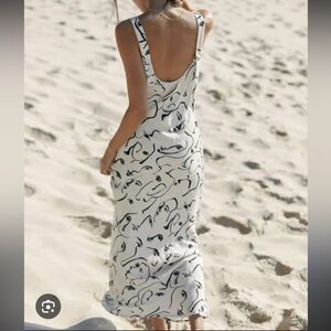 Dissh Monet Scribble slip dress, Cream/Black, sz 8